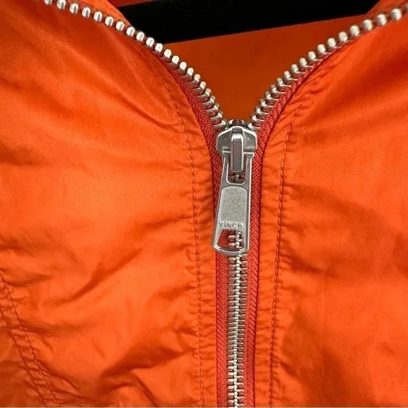 VINCE Orange Hooded Windbreaker Jacket SZ S - Picture 6 of 7
